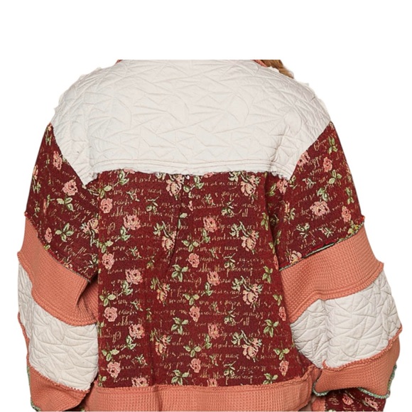 POL / New Patchwork Quilted Jacket / Boho Floral Winter Coat - Picture 3 of 5